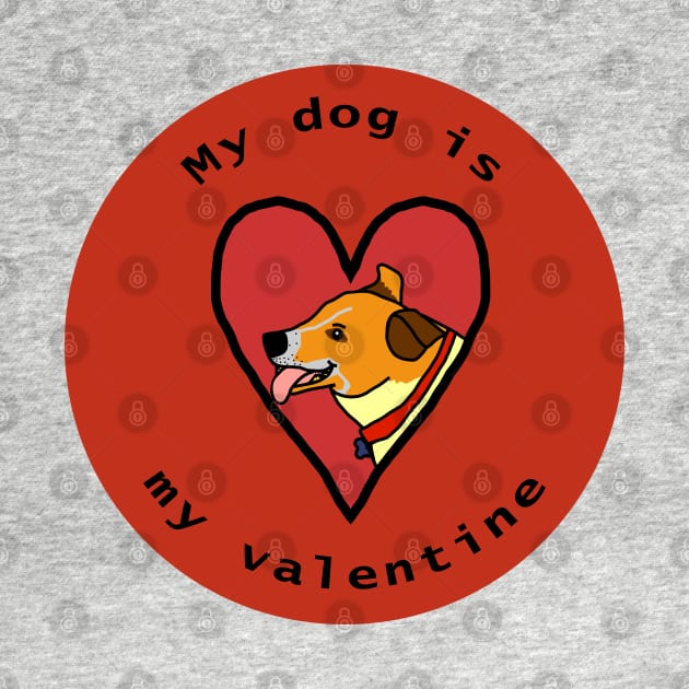 My Dog is My Valentine Round Corgi Terrier Cross by ellenhenryart